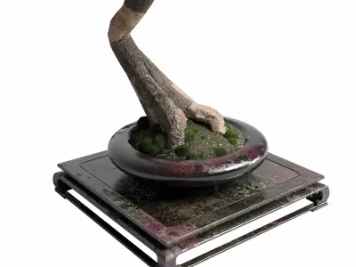 bonsai old metal Pot - Indoor Plants set 470 3D model