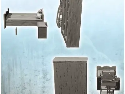 Modern hospital interior furniture set with monitor 7 3D print model