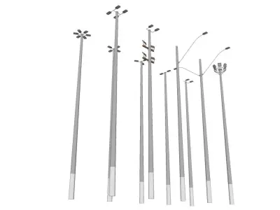 Concrete Lamp Post - Light Pole - Street Light - Group 04 3D model