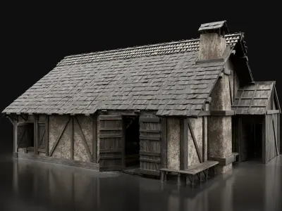 ENTERABLE AAA NEXT GEN MEDIEVAL CITY TOWN HOUSE HUT BUILDER 3D Model Pack