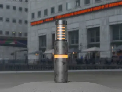 Galvanized Light-Column -7- Street-Light 9 Low-poly 3D model