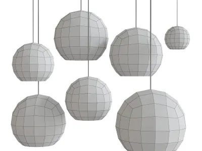 Large Paper Pendant Light Shades low poly 3d model Low-poly 3D model