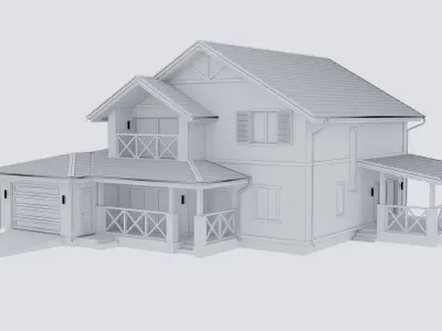 Residential house half-timbered 3D model