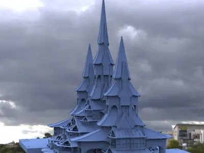 Witches houses together new with greenhouses  2 3D 3D model