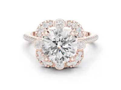 Round Halo Engagement Ring 3D Model for Jewelry Printing STL 3D print model