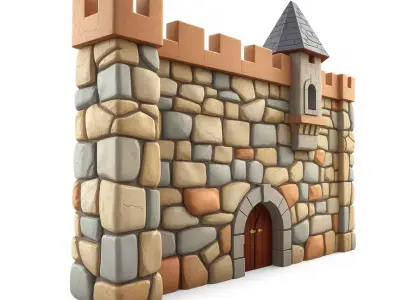 Medieval Fortress Wall model pack Low-poly 3D model