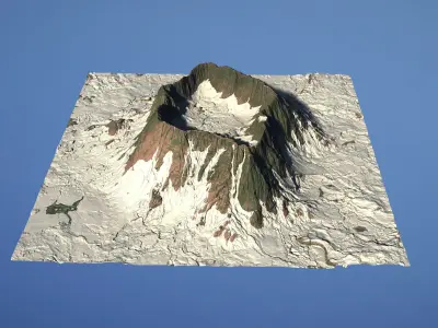Landscape Environment Volcano Snow 01 Low-poly 3D model