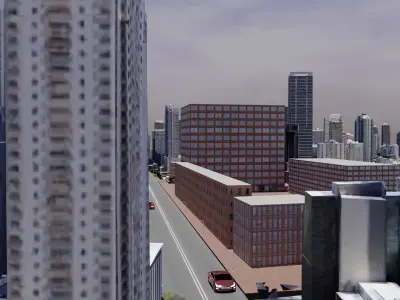 A Typical Urban City With Streets High Rising and Sky Scrappers 3D model