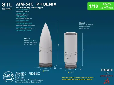 AIM-54C Phoenix - Scale 1-10 3D print model