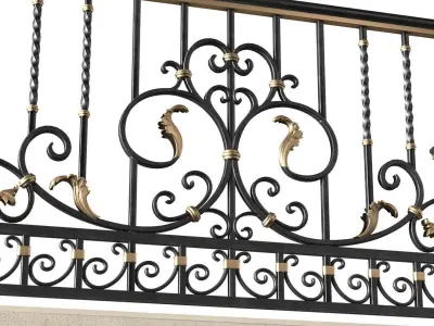 Classic Balcony Forged Fence 3D model
