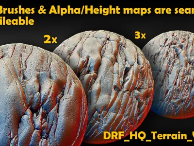 Ultra HQ Terrain Seamless Sculpt Zbrush brushes and Alphas Vol5 3D model