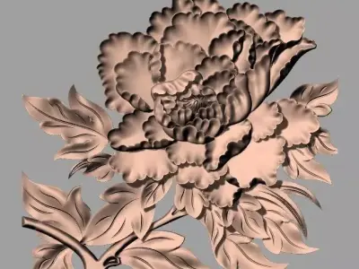 Bed door flower 3D relief STL model for CNC engraving E537 3D model