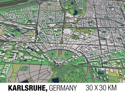 Karlsruhe Germany 30x30km 3D City Map 3D model
