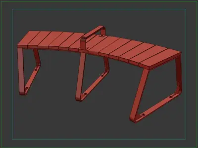 CURVED TIMBER BENCH 3D model