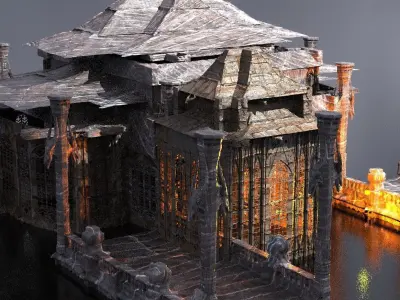 Mining colony Palace Kitbash Dark  3D model