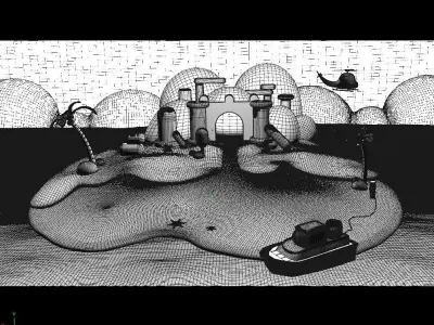 cartoon island 3D model