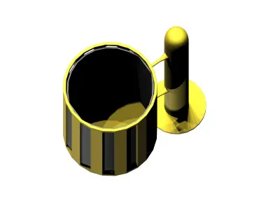 Yellow circular cage type trash can Low-poly 3D model