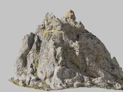 Big Mountain Peak Cliff Boulder Drone Scan PBR Low-poly 3D model
