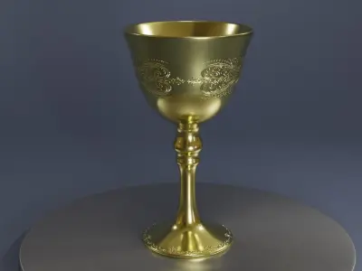 engraved golden trophy with 2k materials Low-poly 3D model