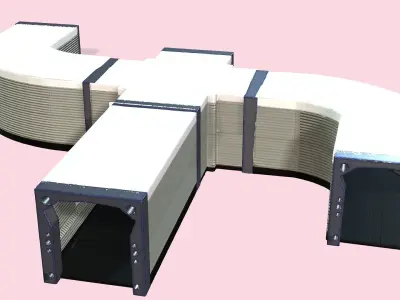 Scifi Corridor kit modular Low-poly 3D model