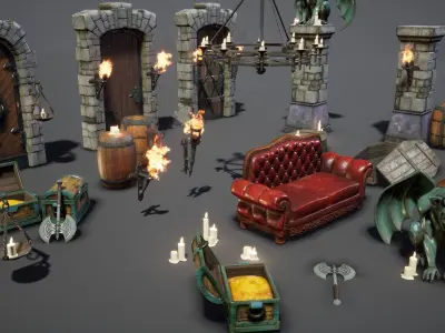 Fantasy Props Interior Pack Low-poly 3D model