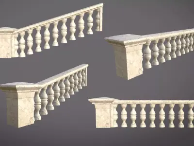Outdoor railing Low-poly 3D model