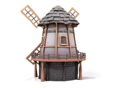 Stylized Windmill 01 PBR Low-poly 3D model
