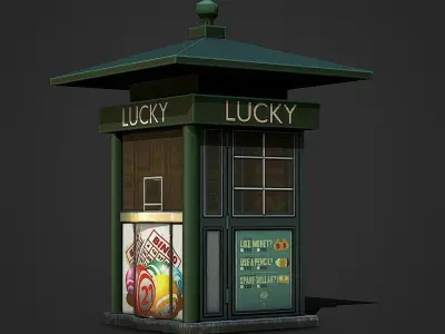 Street Kiosk Low Poly Mobile Ready Low-poly 3D model