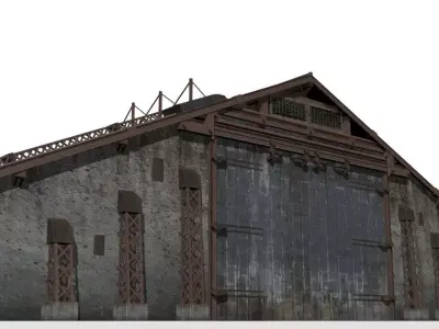 Concrete Hangar Low-poly 3D model