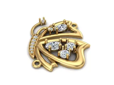 Butterfly Pendant 3D print model 5