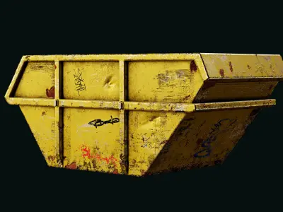 Open dumpster for construction garbage Low-poly 3D model