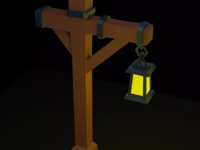 Cartoon Street Lamp Post Low-poly 3D model