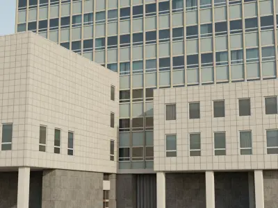 Camberwell Magistrates Court - Modernist London Office Building Low-poly 3D model