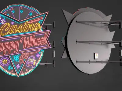 5 Neon signs in 3 types Low-poly 3D model