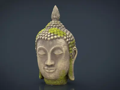 Ancient Buddha Head Low-poly 3D model