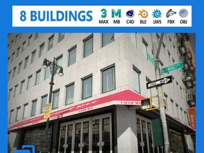 NYC Block Set 1 V2 Low-poly 3D model