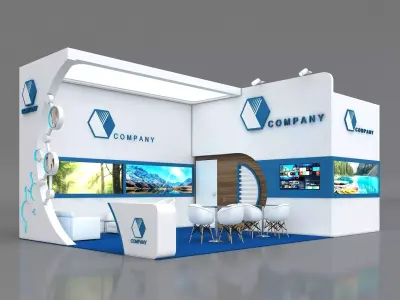 Booth Exhibition Stand Stall 8x5m Height 400 cm 2 Side Open 3D model