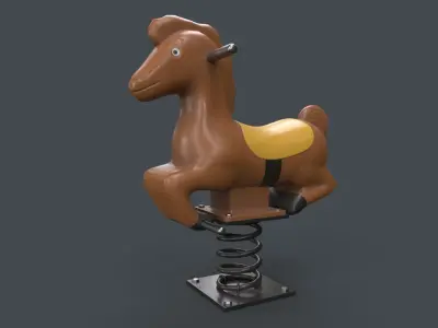 PBR Outdoor Spring Swing Playground Toy C Low-poly 3D model