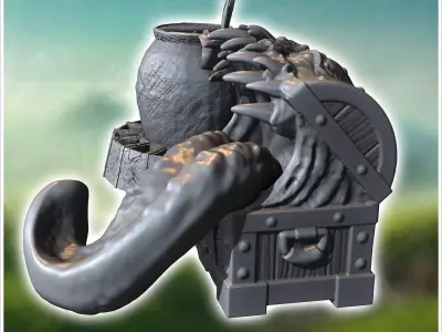 Fantastic accessory set with cauldron and tongue box 2 - Medieva 3D print model