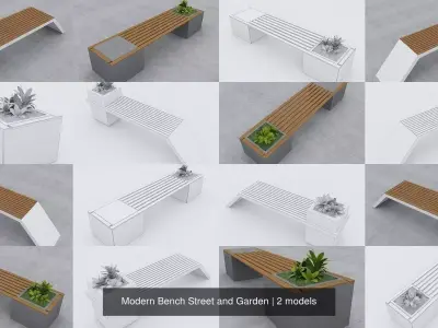 Modern Bench Street and Garden 3D Model Pack