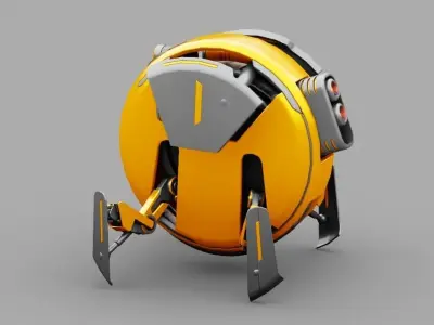Utility robot rigged- animated character 3D model