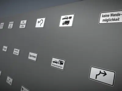 Additional traffic signs - 3 Low-poly 3D model