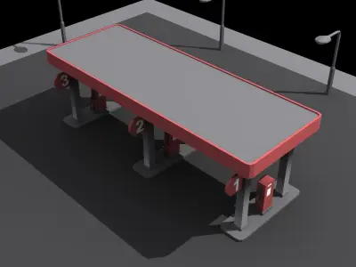 Gas Station Lowpoly Low-poly 3D model