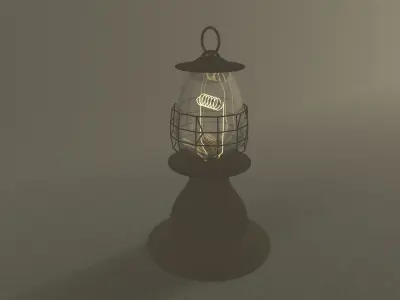 old oil light Tungsten hand lamp in different scenes 3D model