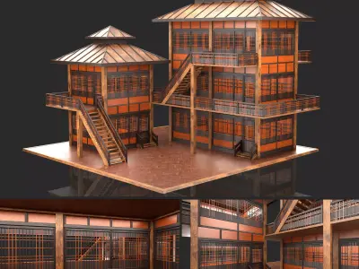 Medieval Fantasy House 08 with interior and exterior 3D model