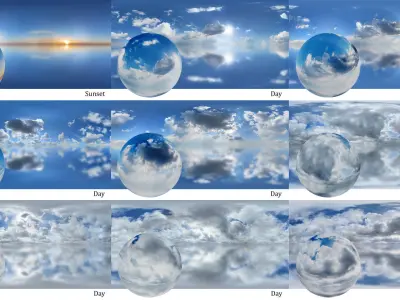 Skies - Panoramas 360 degree Low-poly 3D model