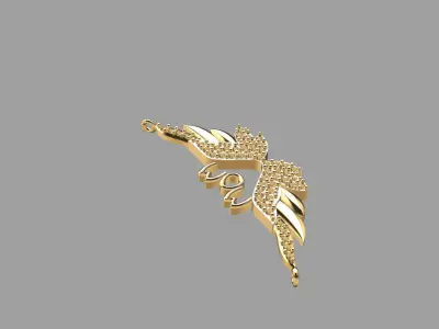  Golden Winged MOM Pendant 3D print model