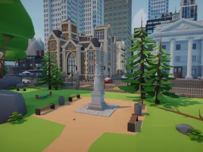 Low Poly Mega City Low-poly 3D model