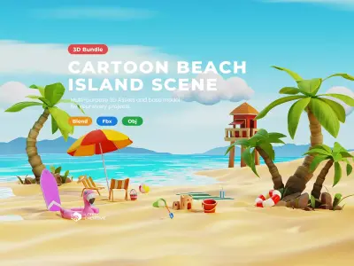 Summer Beach Assets Model Bundle Pack 3D model