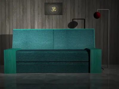 Sofa with floor lamp Low-poly 3D model